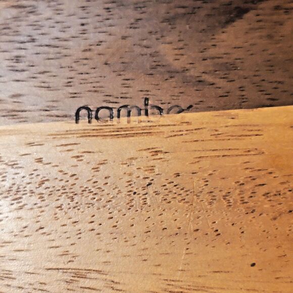 Luxury Nambe Acacia Wood Large Salad Serving Bowl Fork & Spoon Silver Accents - Picture 10 of 16